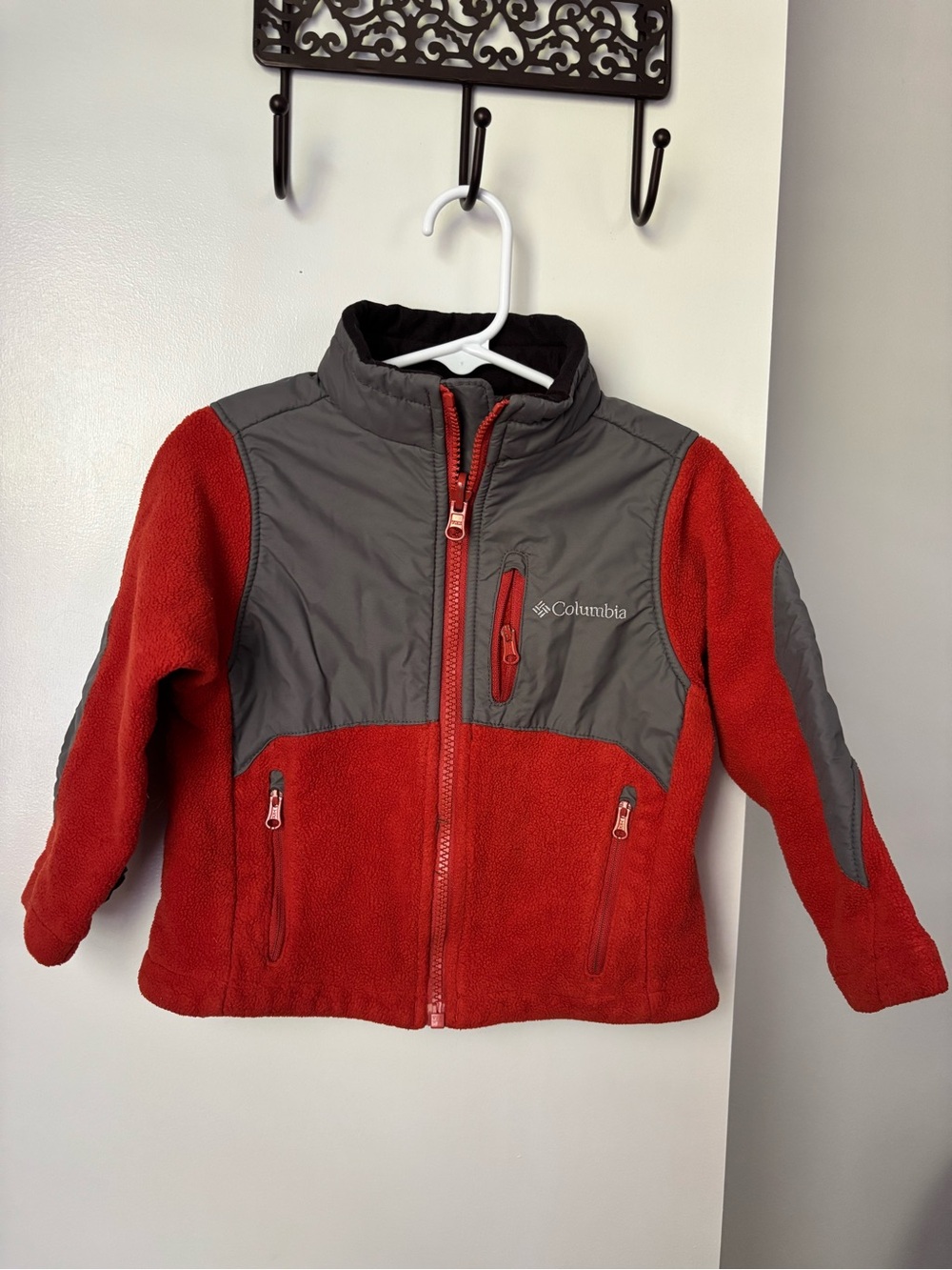Columbia Orange and Gray Hiking Outdoor Insulated Fleece Jacket